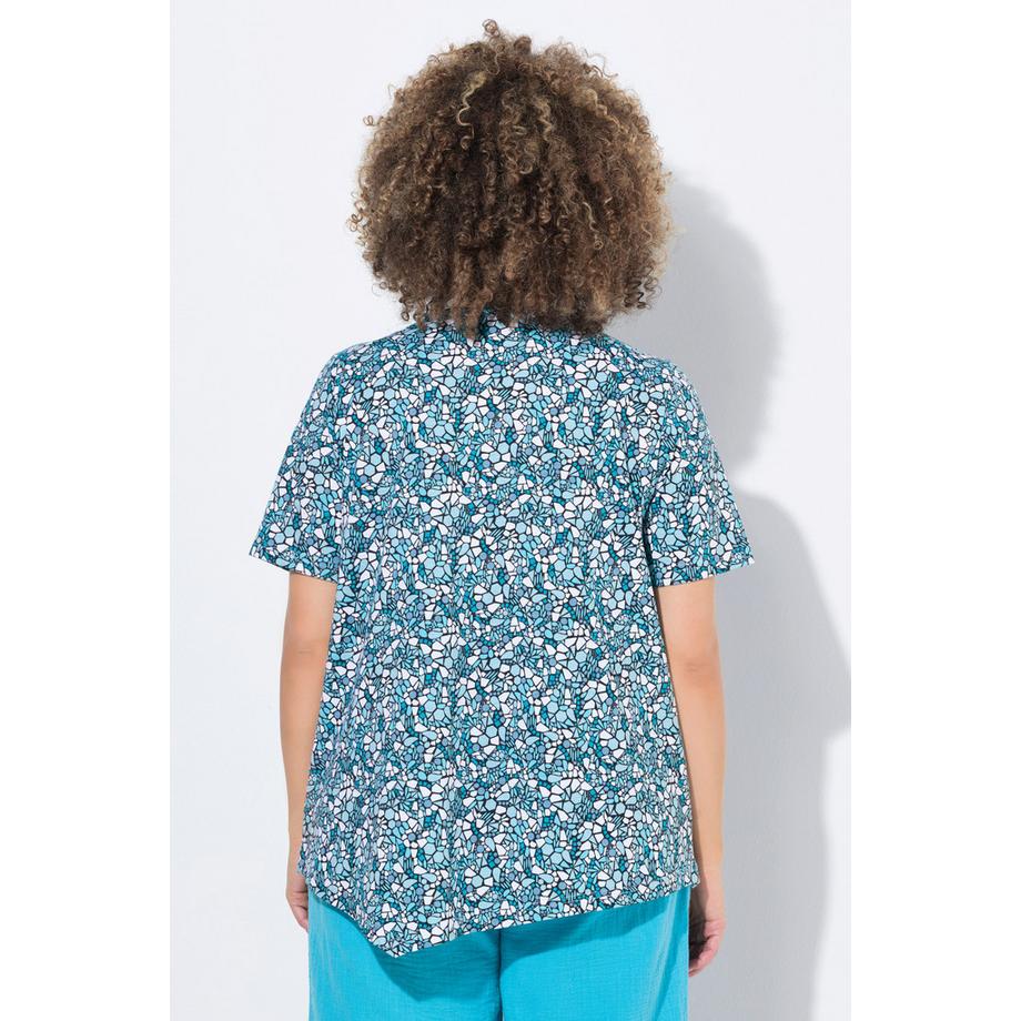 Ulla Popken T-Shirt Zipfelsaum Biesen Rundhals Halbarm  