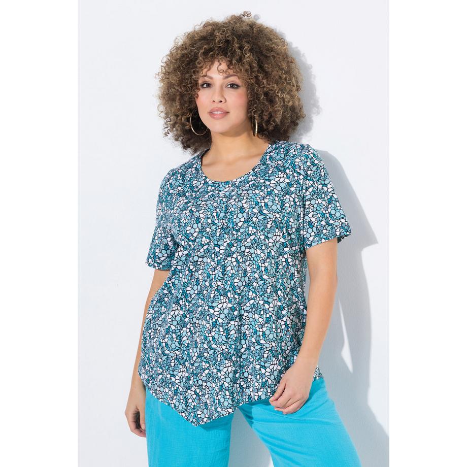 Ulla Popken T-Shirt Zipfelsaum Biesen Rundhals Halbarm  