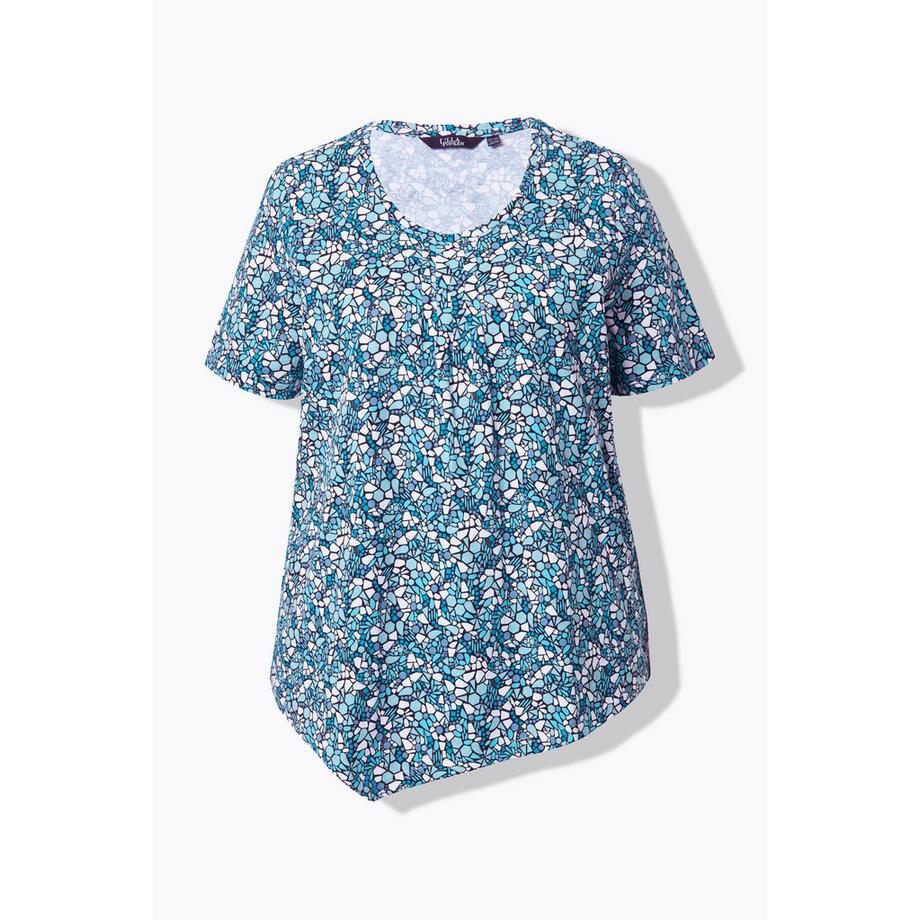 Ulla Popken T-Shirt Zipfelsaum Biesen Rundhals Halbarm  