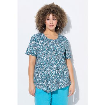 T-shirt dal taglio svasato con nervature, orlo a punte, scollo a girocollo e mezze maniche