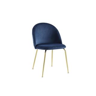 Vente-unique Lot de 6 chaises - Velours et métal doré - Bleu - MELBOURNE  