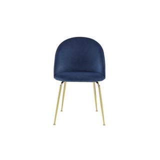 Vente-unique Lot de 6 chaises - Velours et métal doré - Bleu - MELBOURNE  