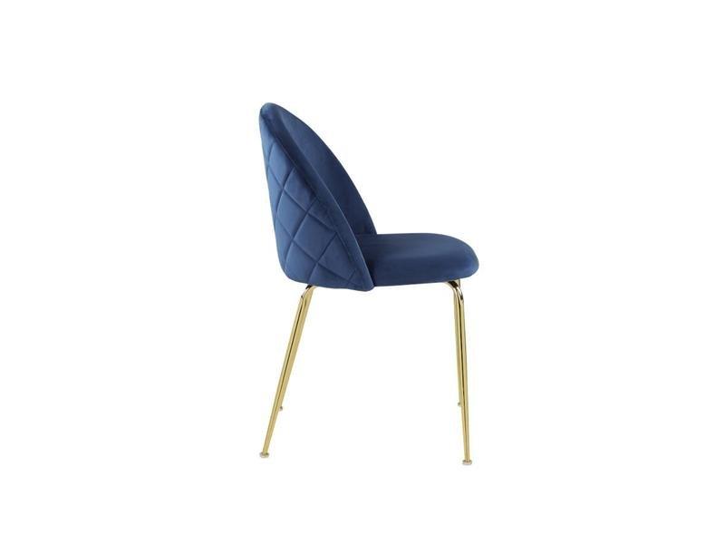 Vente-unique Lot de 6 chaises - Velours et métal doré - Bleu - MELBOURNE  