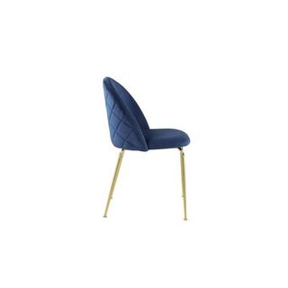 Vente-unique Lot de 6 chaises - Velours et métal doré - Bleu - MELBOURNE  