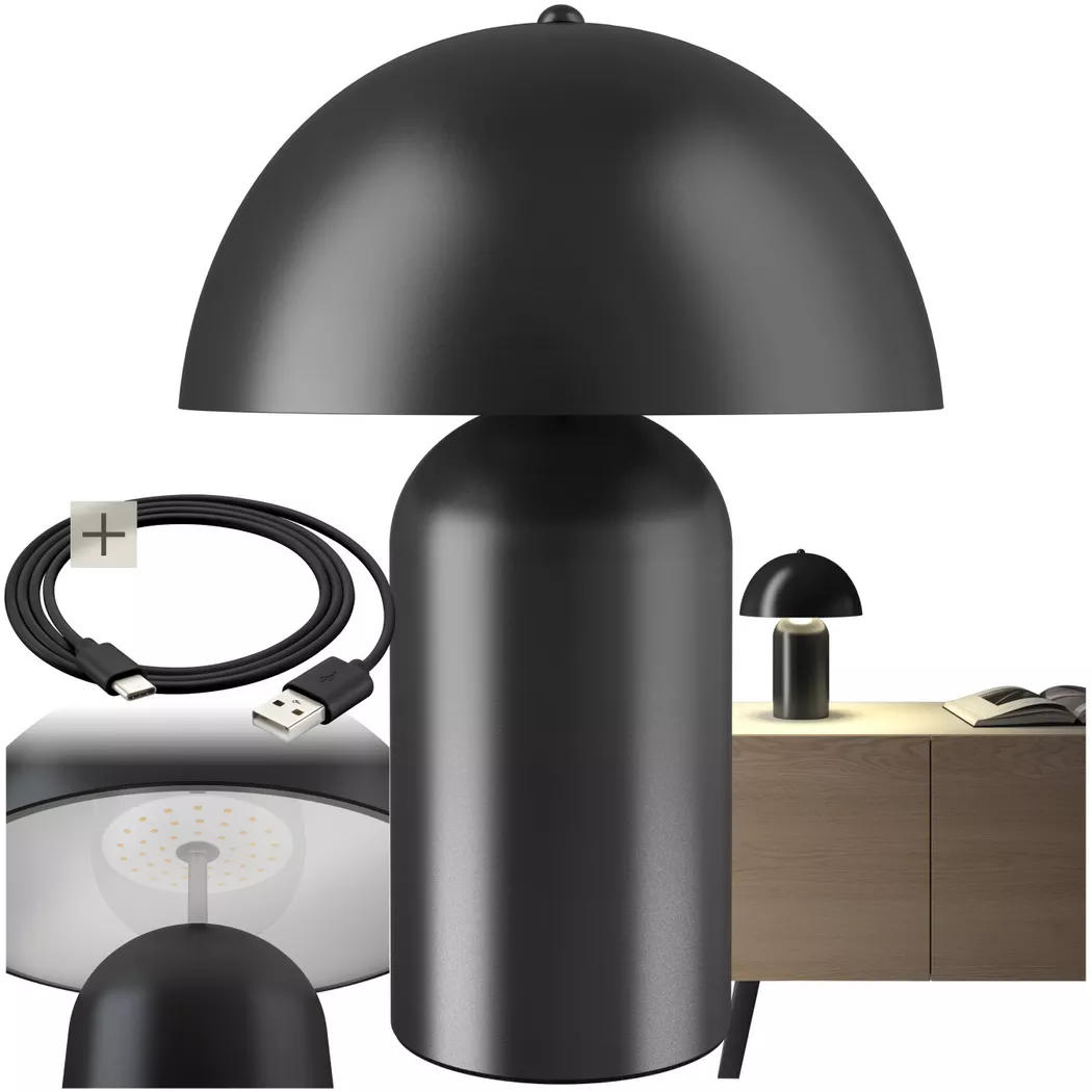 Tectake – Kleine Retro-Tischlampe Kade, dimmbar, 40W, Schwarz
