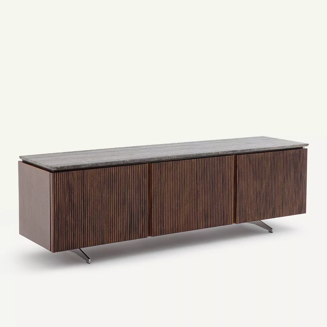 AM.PM - TV-Möbel mit Walnussfurnier und Travertin, One Size, Braun