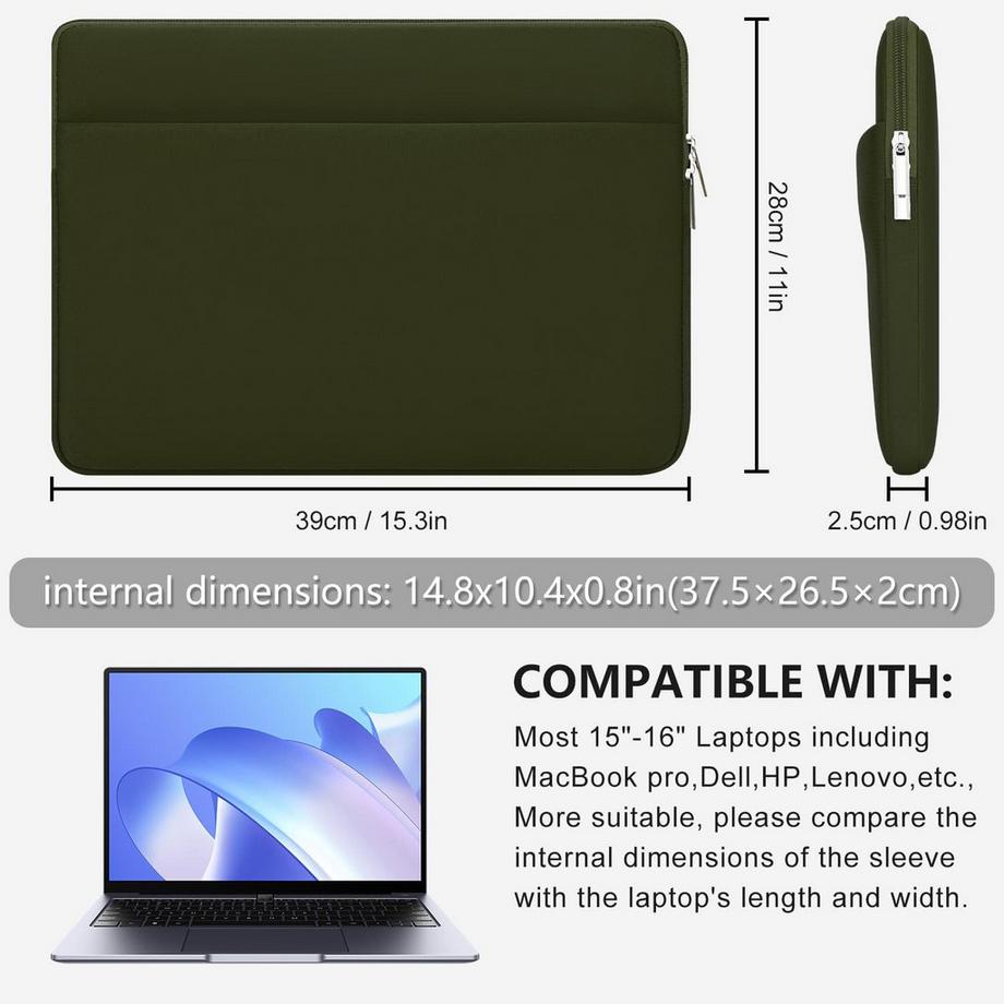 Only-bags.store Fodero per Laptop con Tasca per Accessori con Cerniera  