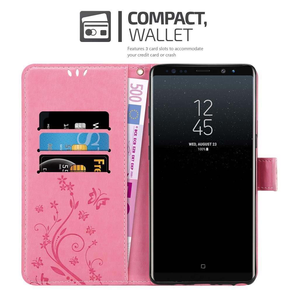 Cadorabo  Housse compatible avec Samsung Galaxy NOTE 8 - Coque de protection au design floral avec fermeture magnétique, fonction de support et emplacements pour cartes 