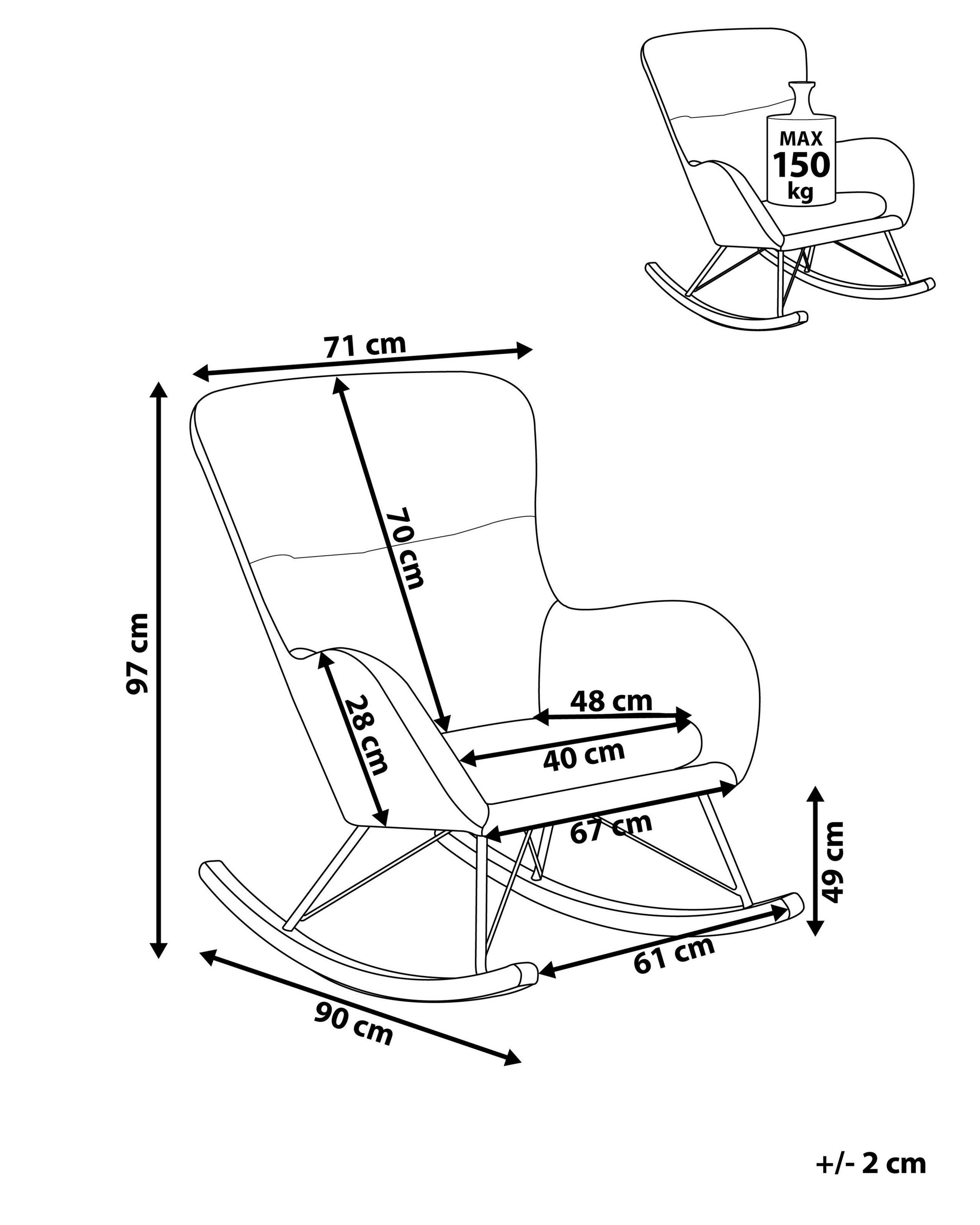 Beliani Fauteuil à bascule en Velours Glamour ELLAN  