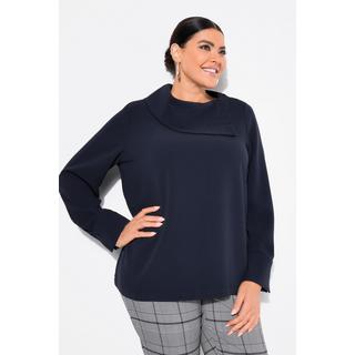 Ulla Popken  Acetat-Bluse, asymmetrischer Hemdkragen, Langarm 