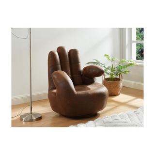 Vente-unique Fauteuil main pivotant CATCHY en microfibre vieillie  