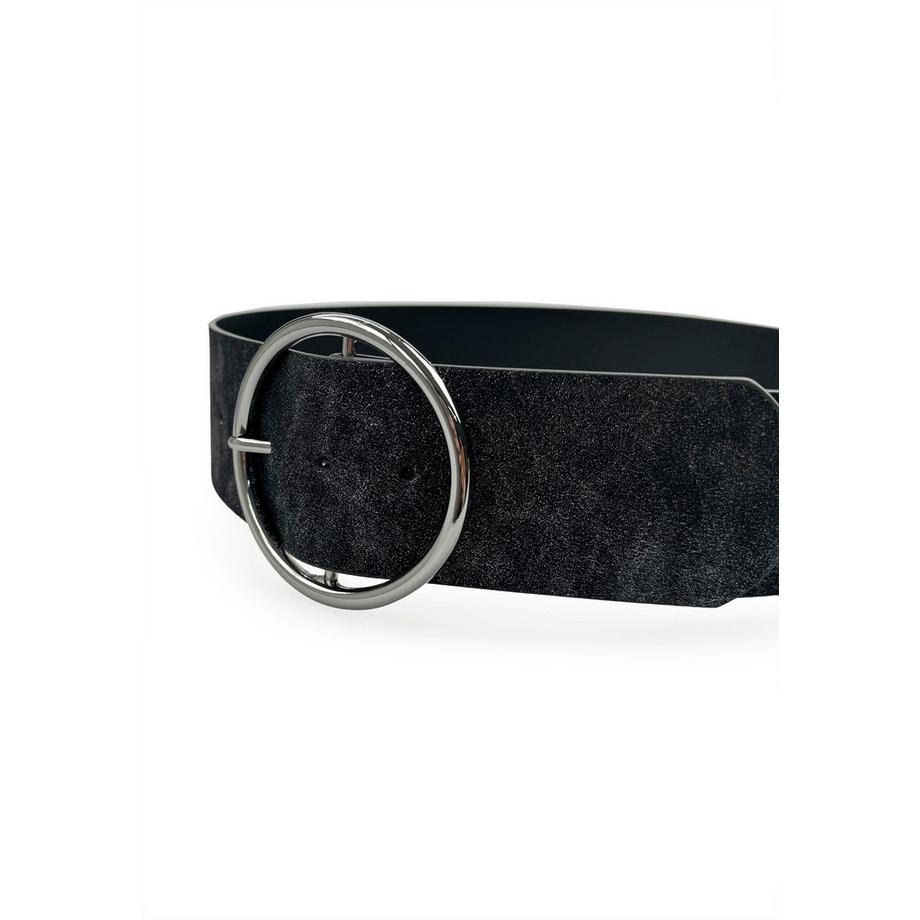 AVANT-GARDE PARIS  Ceinture à boucle ronde marron foncé scintillante 