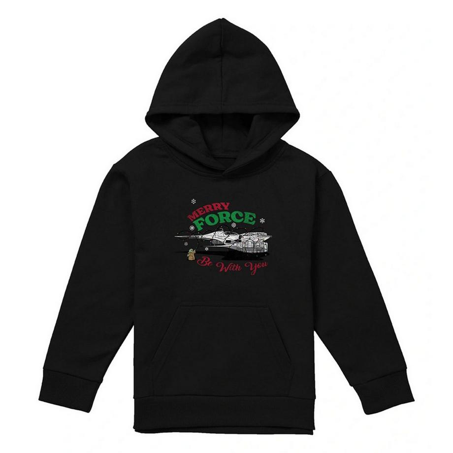 Sweat À Capuche Noël Motif Grogu Merry Force Be With You