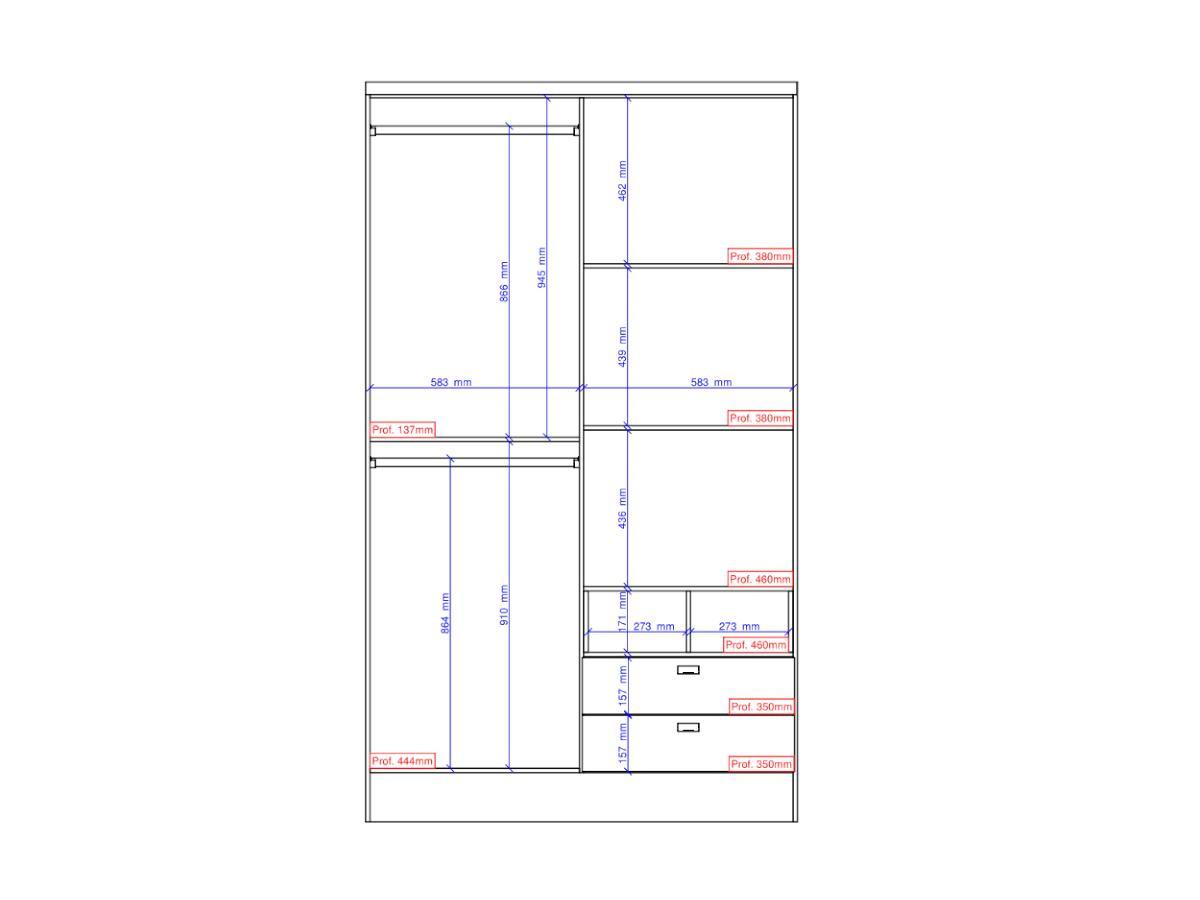 Vente-unique Armadio 4 ante e 2 cassetti Bianco ODILON  
