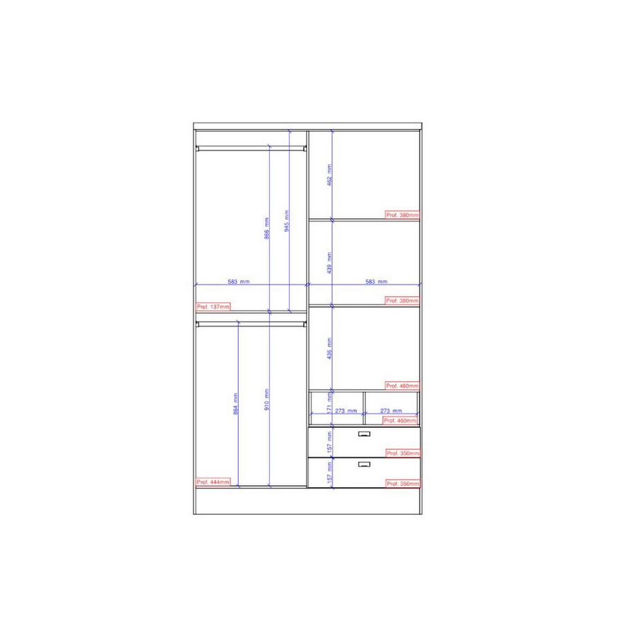 Vente-unique Kleiderschrank mit 4 Türen + 2 Schubladen ODILON  