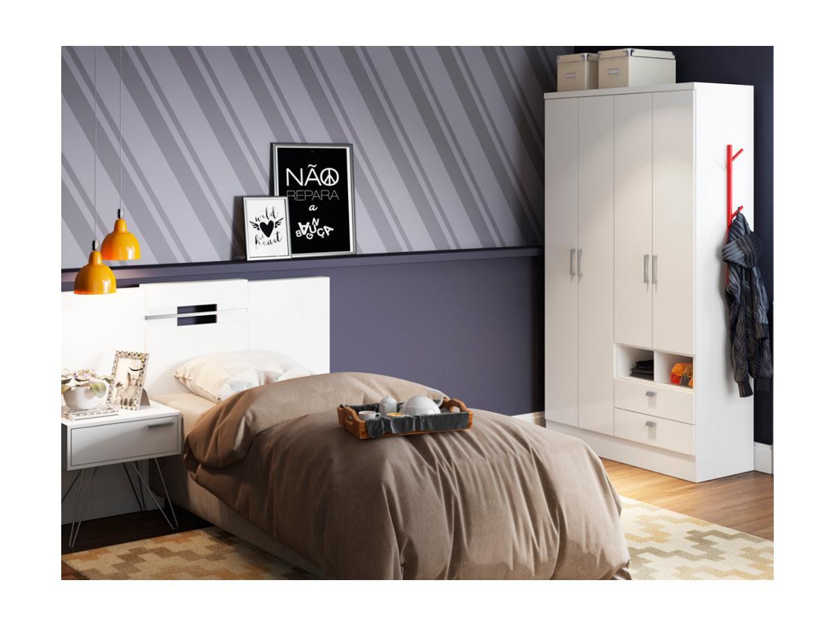 Vente-unique Armadio 4 ante e 2 cassetti Bianco ODILON  