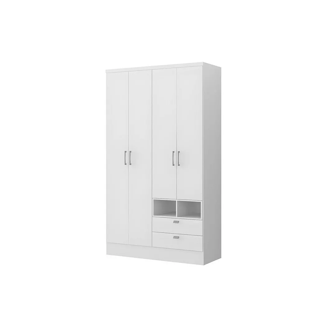 Vente-unique - Armoire ODILON 4 portes 2 tiroirs, One Size, Blanc