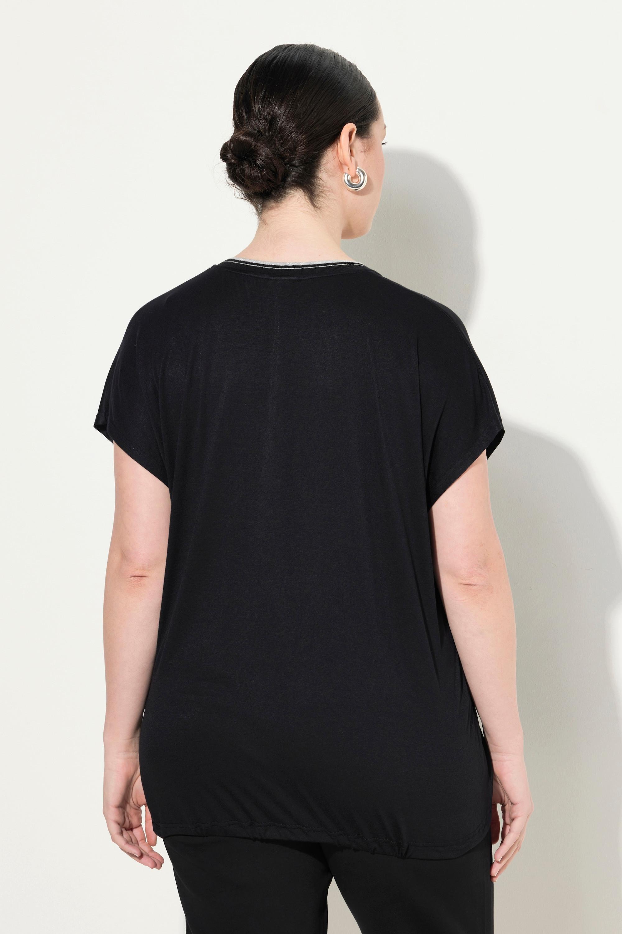 Ulla Popken Blouse Satin Devant Col V Manches Courtes  