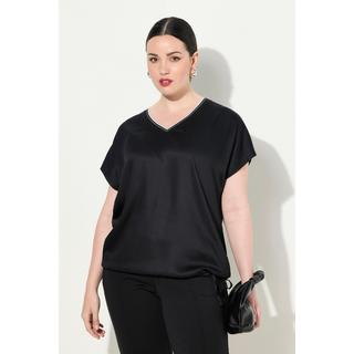 Ulla Popken Blouse Satin Devant Col V Manches Courtes  