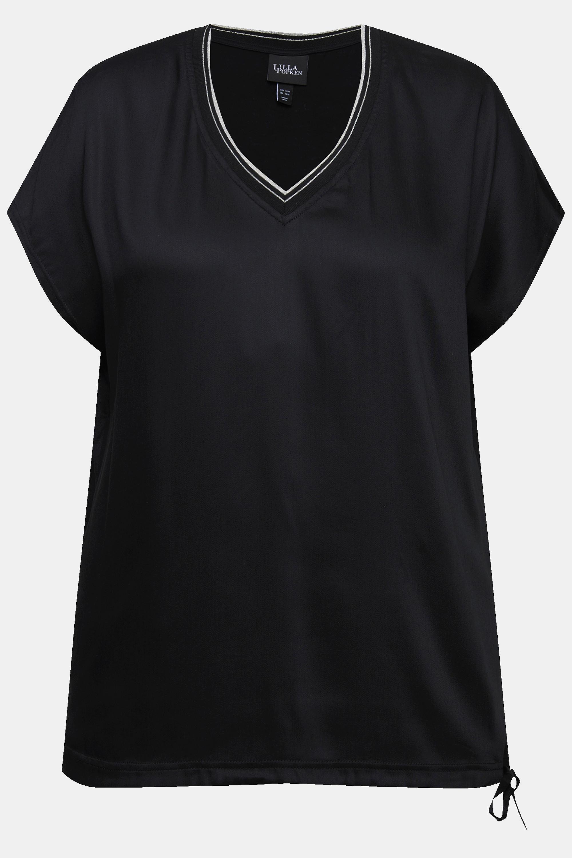 Ulla Popken Blouse Satin Devant Col V Manches Courtes  