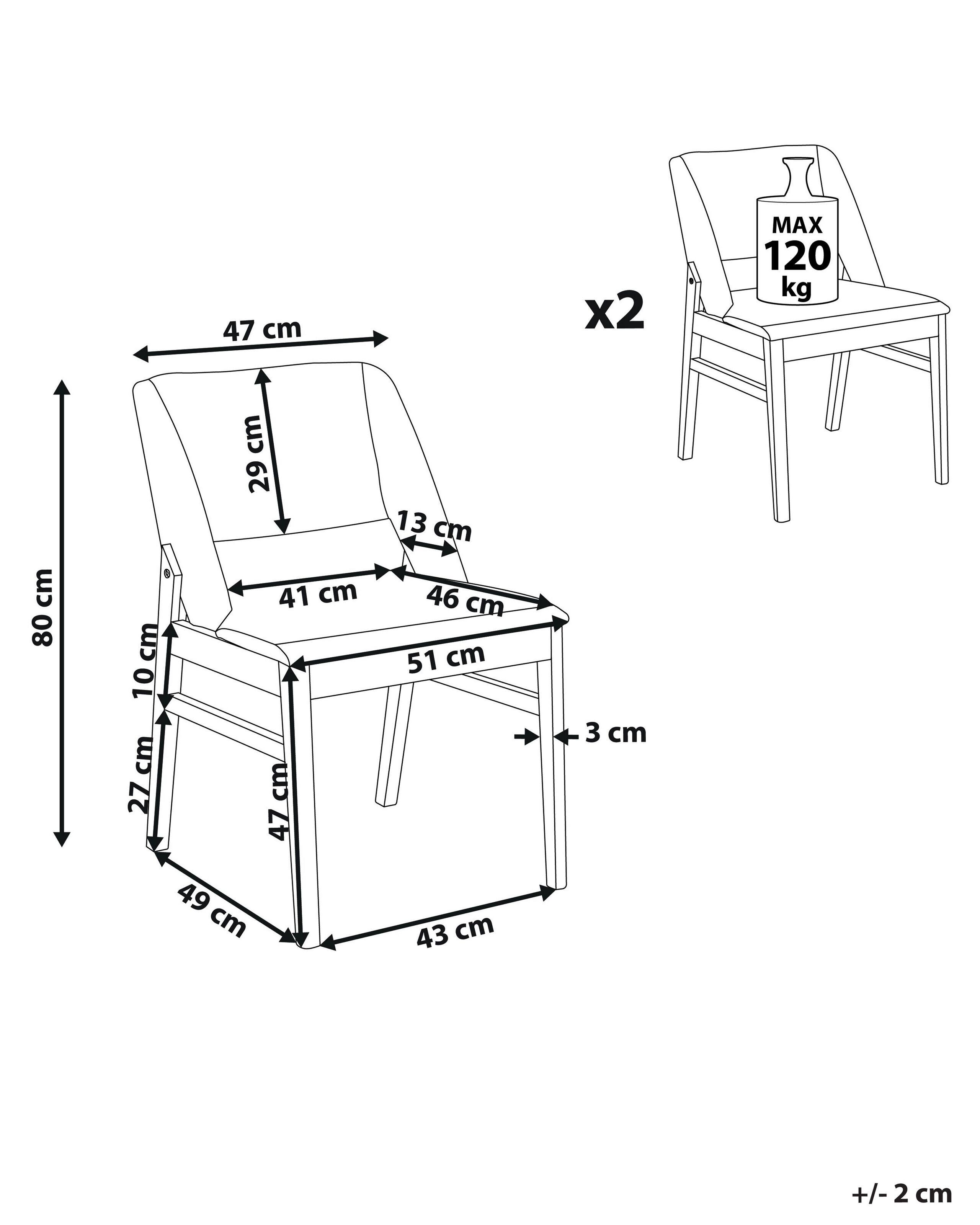 Beliani Lot de 2 chaises de salle à manger en Polyester Rétro BELLA  