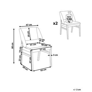 Beliani Lot de 2 chaises en Polyester Rétro BELLA  