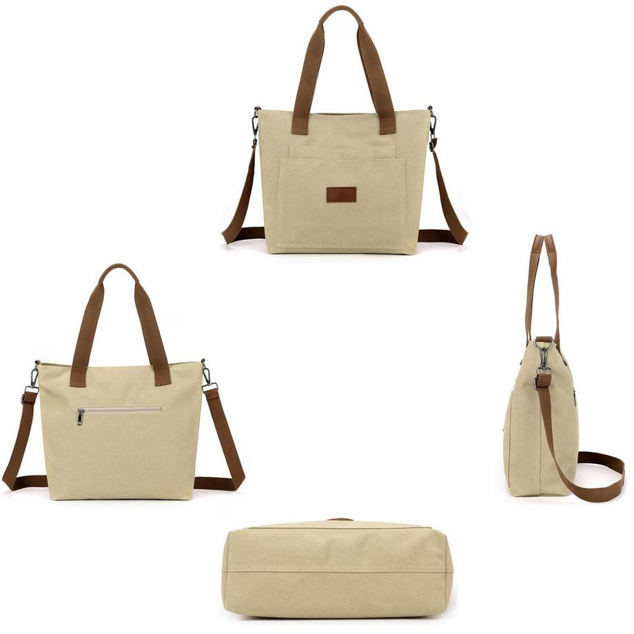 Only-bags.store Sac Fourre-Tout en Toile avec Fermeture Éclair Sac à Bandoulière  