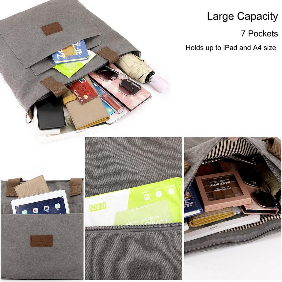 Only-bags.store Sac Fourre-Tout en Toile avec Fermeture Éclair Sac à Bandoulière  