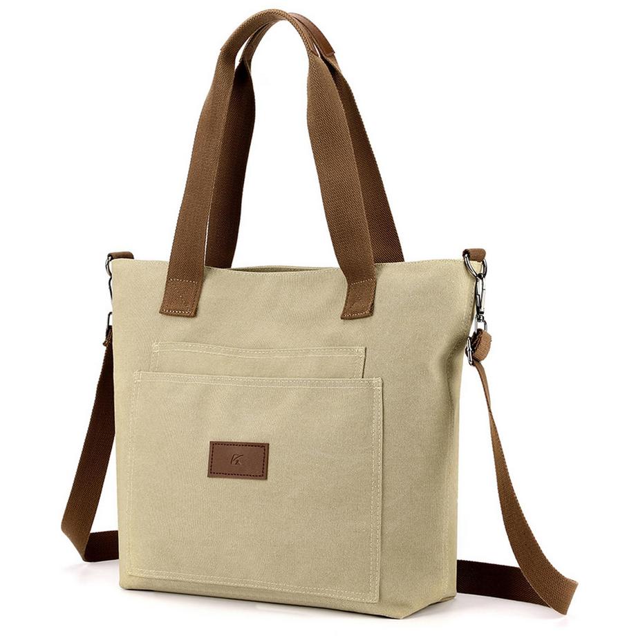 Sac à main Fourre-Tout en Toile avec Sac à bandoulière à glissière pour le travail de Voyage Shopping