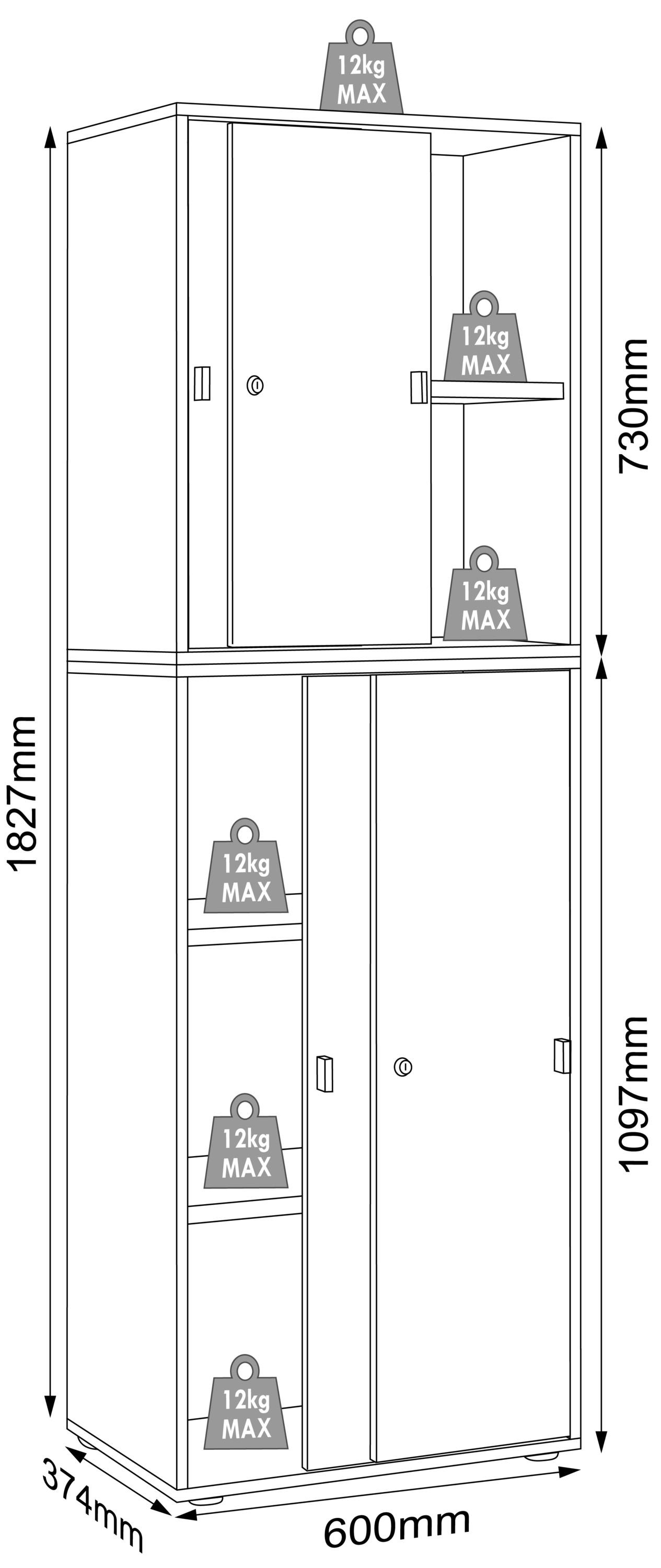 VCM Holz Büroschrank Ordner Aktenschrank Büromöbel Schrank Salia 5-fach Schiebetüren  