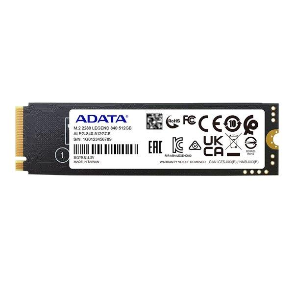 Image of ADATA ADATA LEGEND 840 M.2 512 GB PCI Express 4.0 3D NAND NVMe - 512 GB