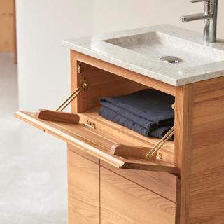 Tikamoon Meuble salle de bain en chêne massif et terrazzo premium moon 60 cm Easy  