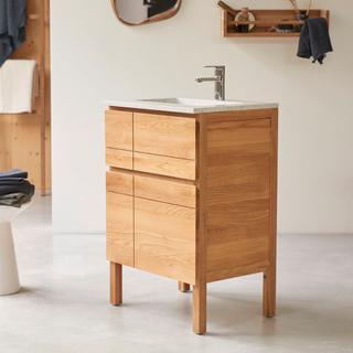 Tikamoon Badezimmermöbel aus massiver Eiche und Premium-Terrazzo Moon 60 cm Easy  