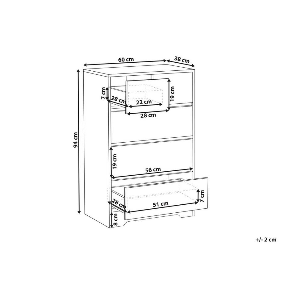 Beliani Kommode mit 5 Schubladen aus MDF-Platte Skandinavisch ALBERTA  