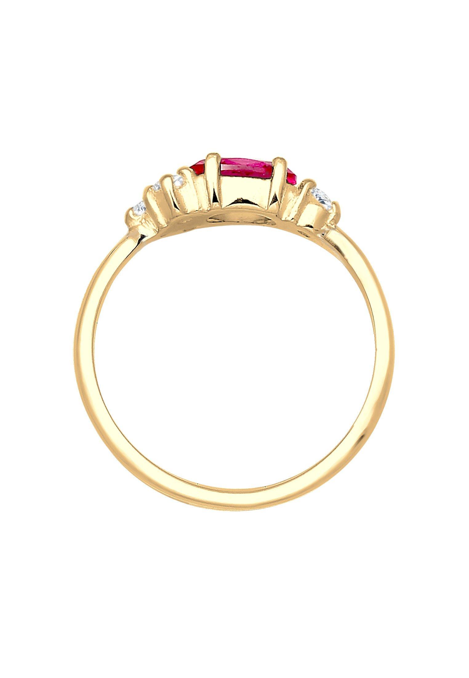 Elli  Bague Femmes Fiançailles Avec Rubis Synthétique Et Cristaux De Zirconium 