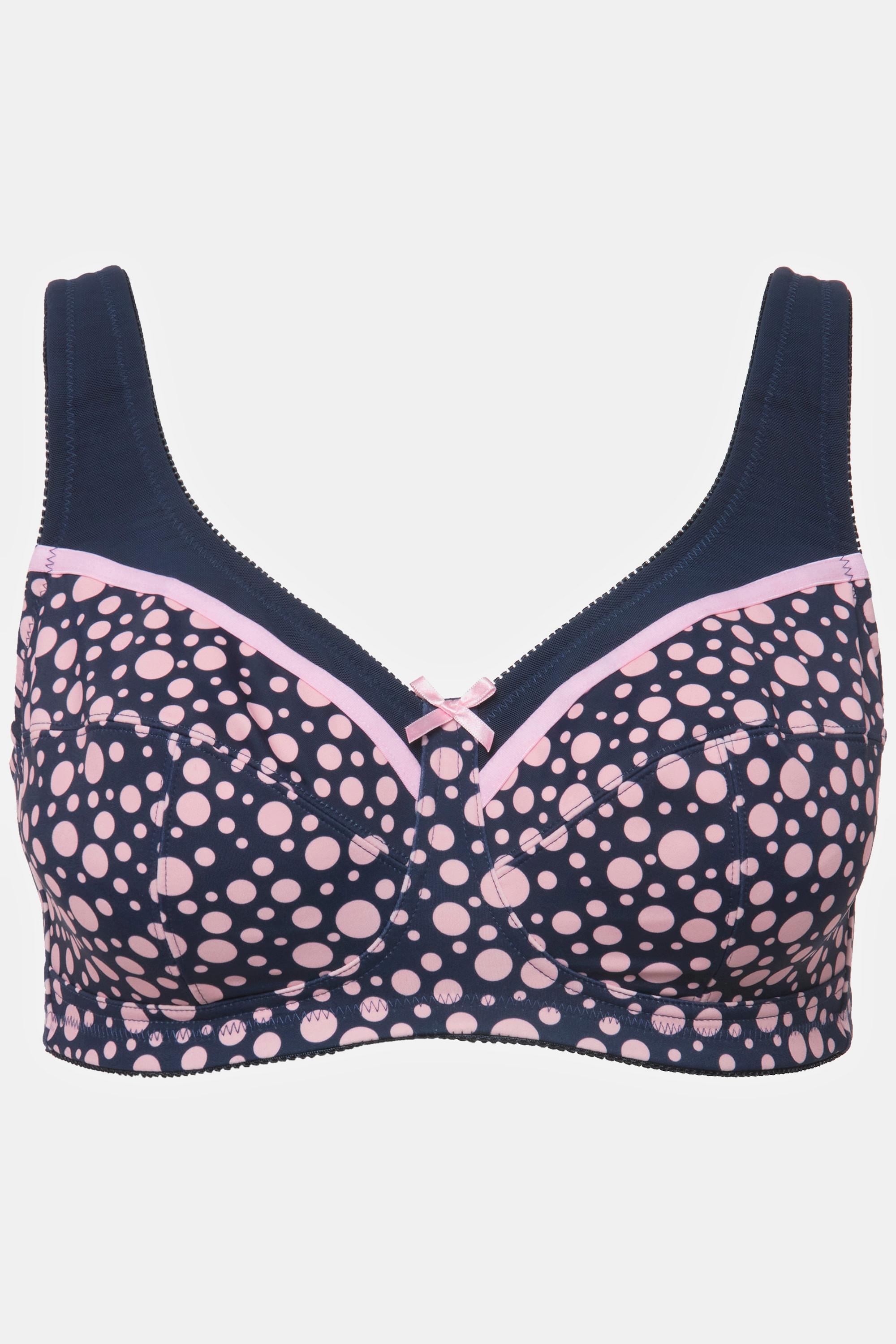 Ulla Popken  Soutien-gorge de maintien, sans armatures. Imprimé à pois. Bonnet C-H. 