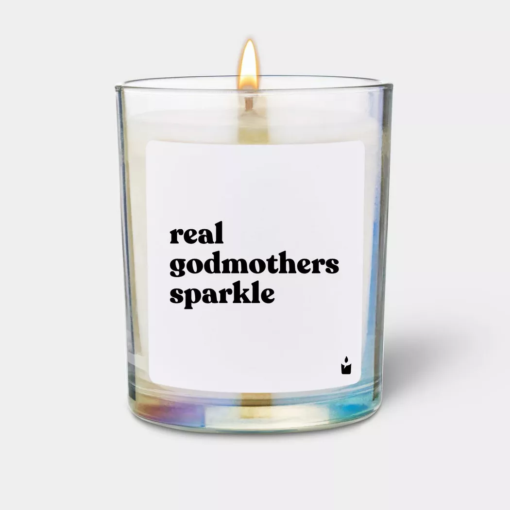 CandleHand - Duftkerze Woody real godmothers sparkle, 7X8X7CM, Transparent