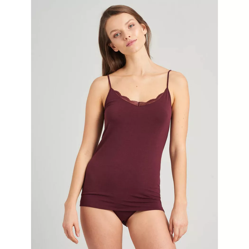 Schiesser - Spaghetti Top Modal/Seide, für Damen, Bordeaux, Größe 34