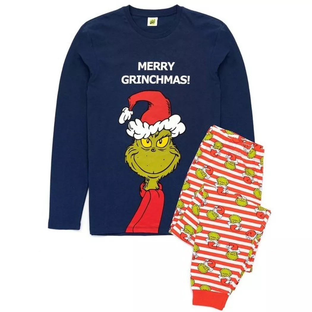 The Grinch - Schlafanzug weihnachtliches Design, für Herren, Marine, Größe XXL
