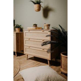 Calicosy Cassettiera a 3 cassetti L80 cm - Stampa effetto rattan  