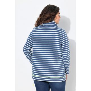 Ulla Popken Felpa Righe Dettagli Fluo Collo Alto Maniche Lunghe  