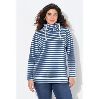 Ulla Popken Felpa Righe Dettagli Fluo Collo Alto Maniche Lunghe  