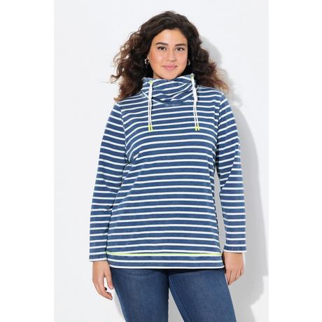 Ulla Popken Felpa Righe Dettagli Fluo Collo Alto Maniche Lunghe  