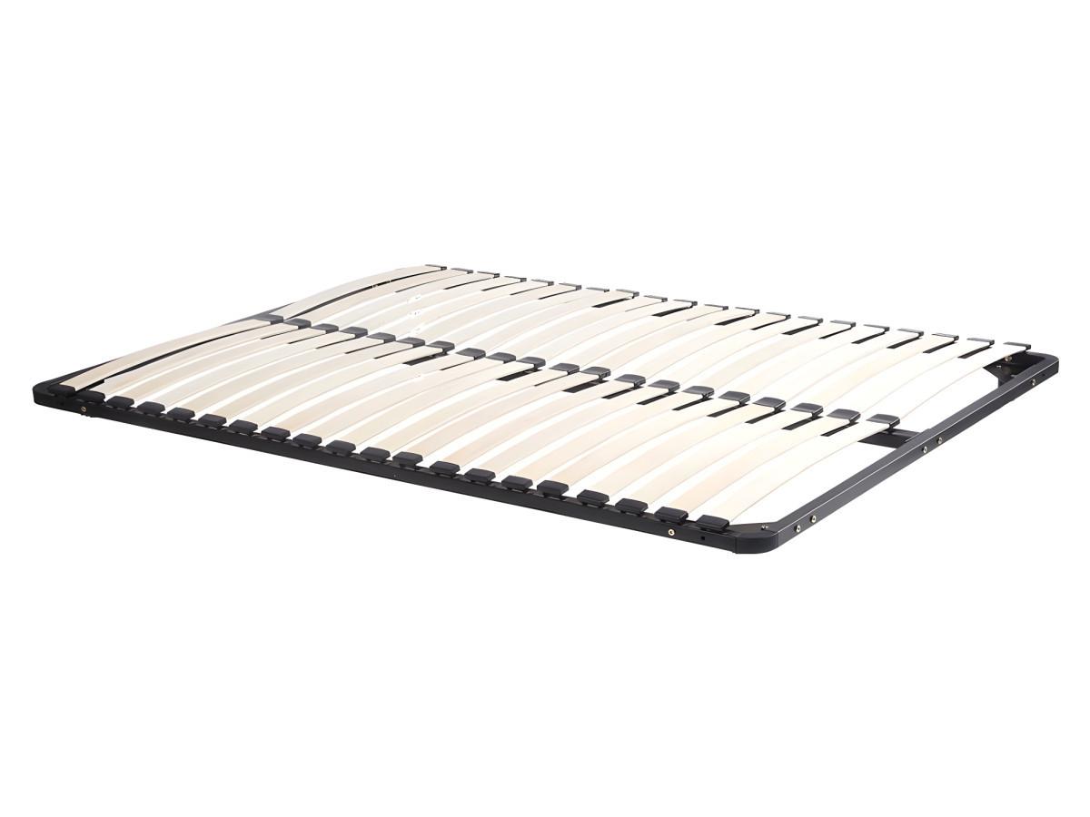 Vente-unique Bett mit Nachttischen + Lattenrost + Matratze - 160 x 200 cm - 2 Schubladen + LEDs - Weiß & Holzfarben - FRANCOLI  