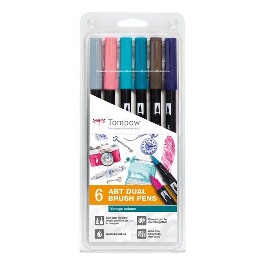 TOMBOW ABT Dual Brush Pen ABT-6P-5 Vintage Colours 6 pcs.