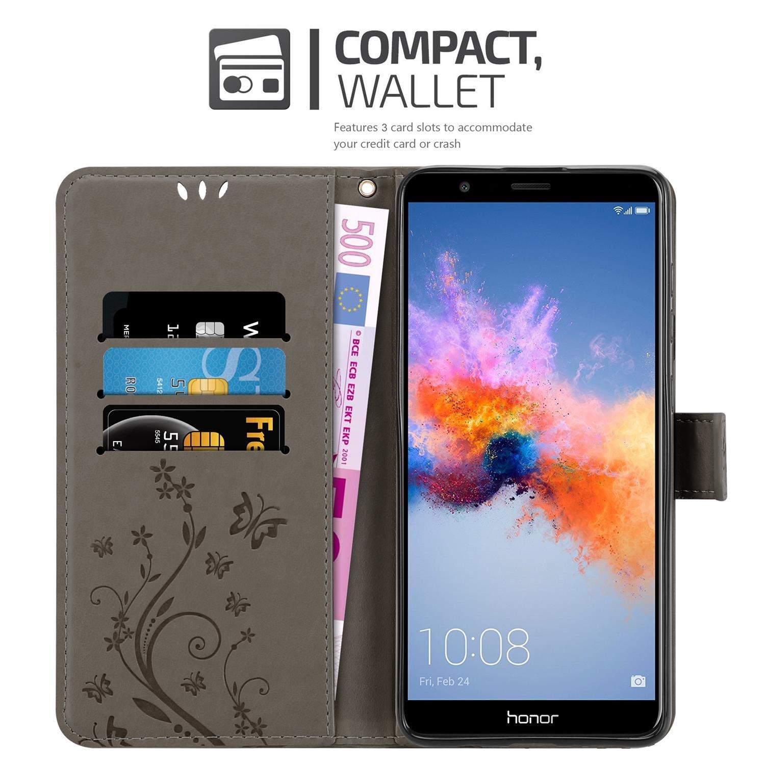 Cadorabo  Housse compatible avec Honor 7X - Coque de protection au design floral avec fermeture magnétique, fonction de support et emplacements pour cartes 