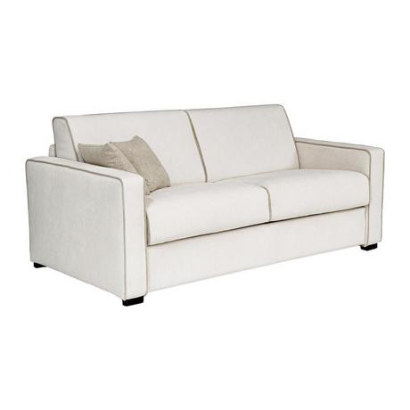 Vente-unique Sofa 3-Sitzer mit Matratze - Strukturstoff - Beige - Sitzfläche mit Memory Schaum - Matratze 14 cm - FRAPALI  