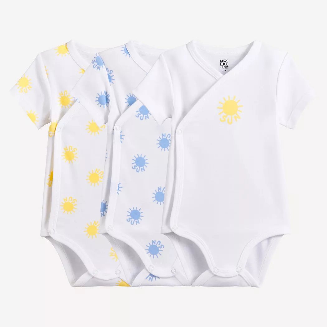 La Redoute Collections - 3er-Pack langärmelige Bodys mit Überkreuz-Ausschnitt, 80, Weiss