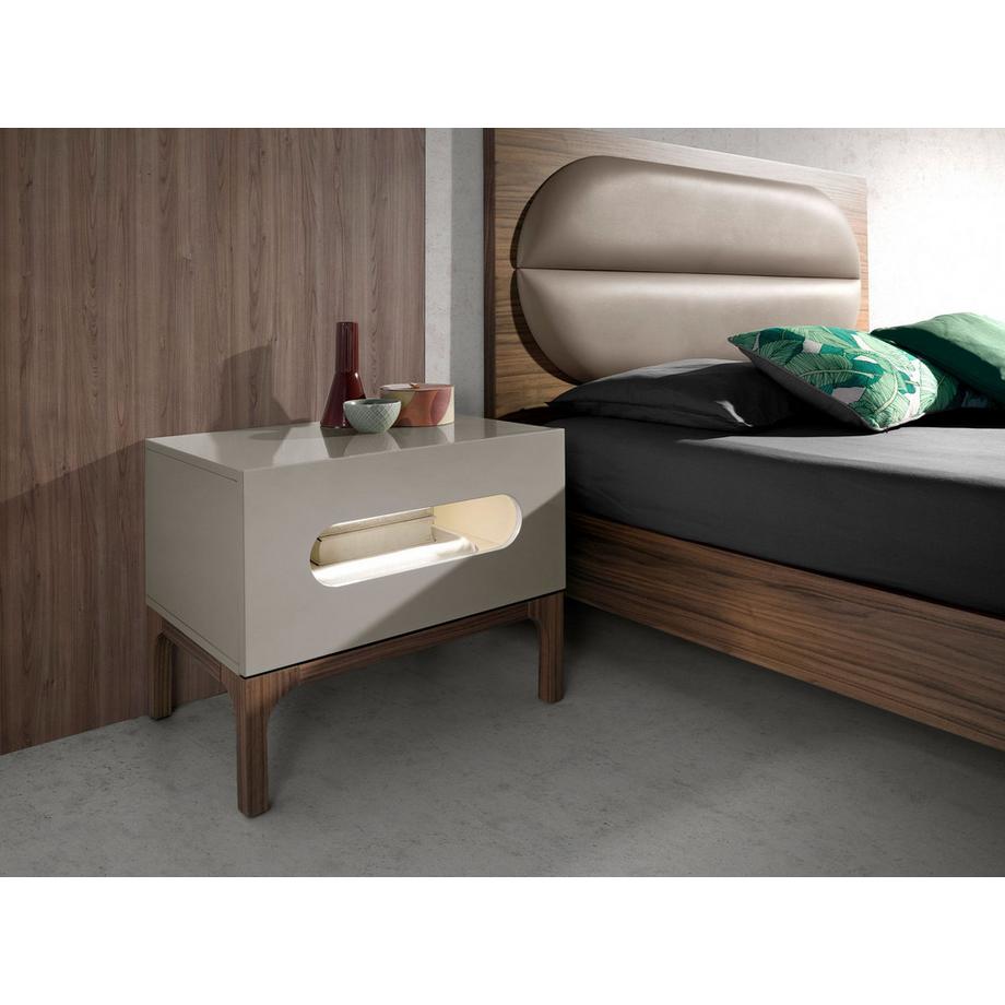 ANGEL CERDA Comodino in legno grigio e noce con illuminazione interna  