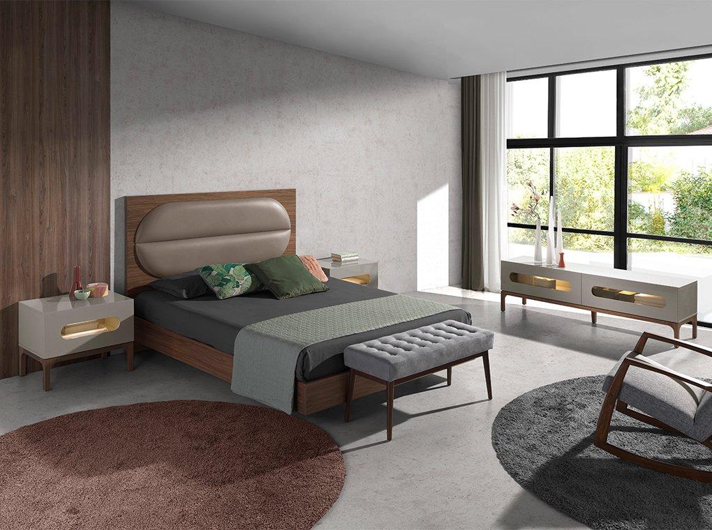 ANGEL CERDA Table de chevet en noyer et gris avec éclairage intérieur  